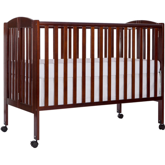 New Dream on Me Full Size 2-in-1 Folding Stationary Side Crib Locking (Wheels Espresso)