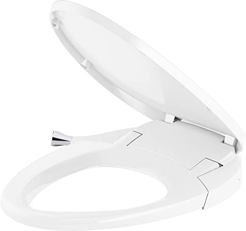 New KOHLER 98804-CP-0 Purewash M300 Elongated Manual Bidet Toilet Seat With Chrome Handle (White)