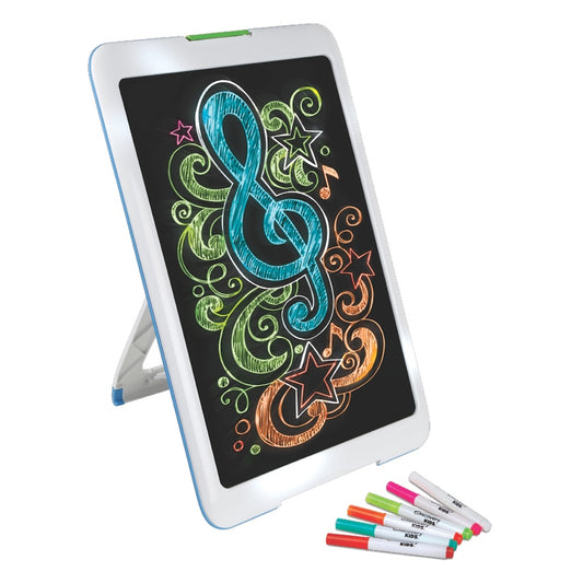 Discovery Neon Glow Drawing Easel W/ 6 Color Marker, Light Modes - White