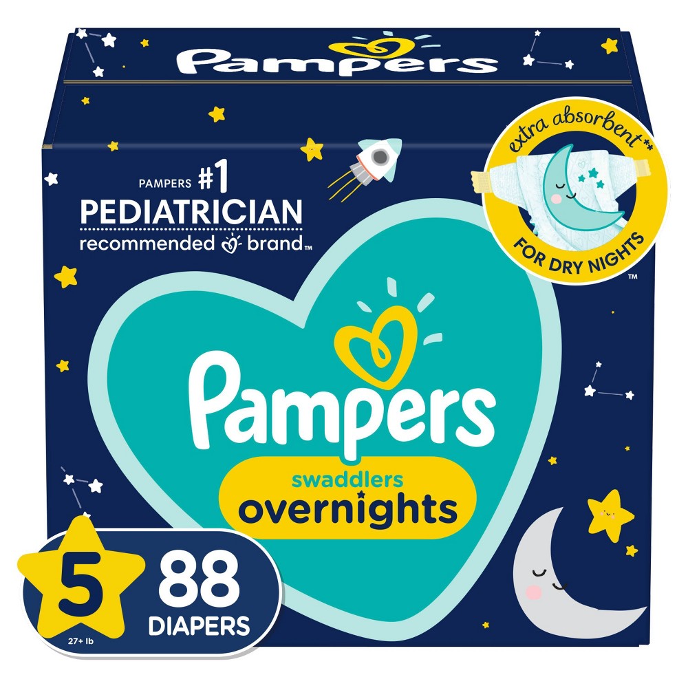 New Pampers Swaddlers Overnight Diapers (Size 5, 88 Count)