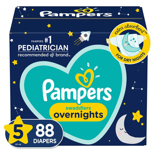 New Pampers Swaddlers Overnight Diapers (Size 5, 88 Count)