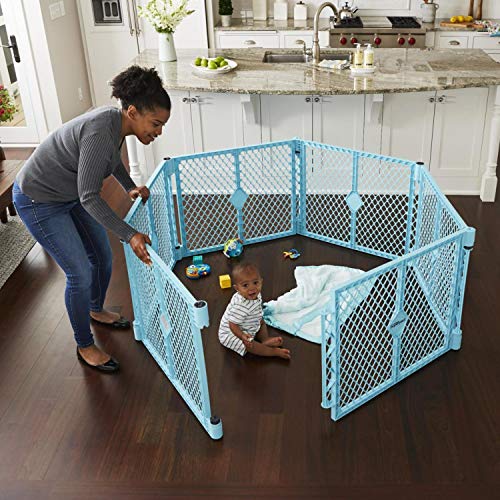 New Toddleroo by North States Superyard 6-Panel Baby Gate - Aqua Blue