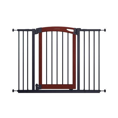 Summer Infant Essex Craft Safety Baby Gate, Solid Wood Cherry Stain Arched Doorway with Charcoal Gray Metal Frame