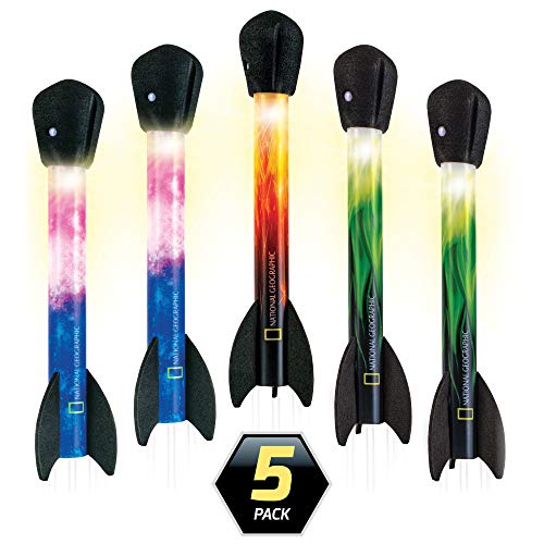 New NATIONAL GEOGRAPHIC Air Rocket Toy Refill Ultimate LED Rocket Collection with 5 Light-up Air Rockets