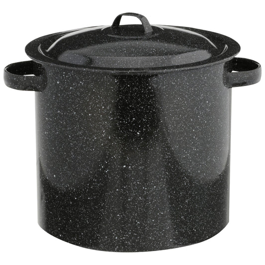 Granite Ware Porcelain Enamel Stock Pot 10.4 in. 12 qt (Black)