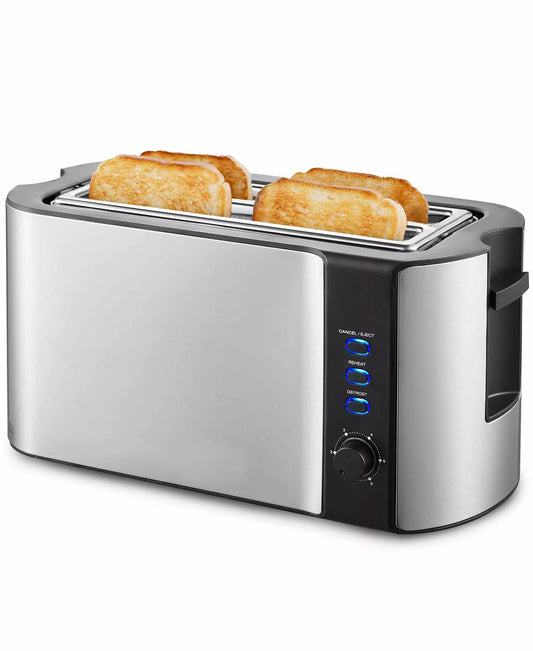 New Elite Cuisine 4-Slice Stainless Steel Long Slot Toaster
