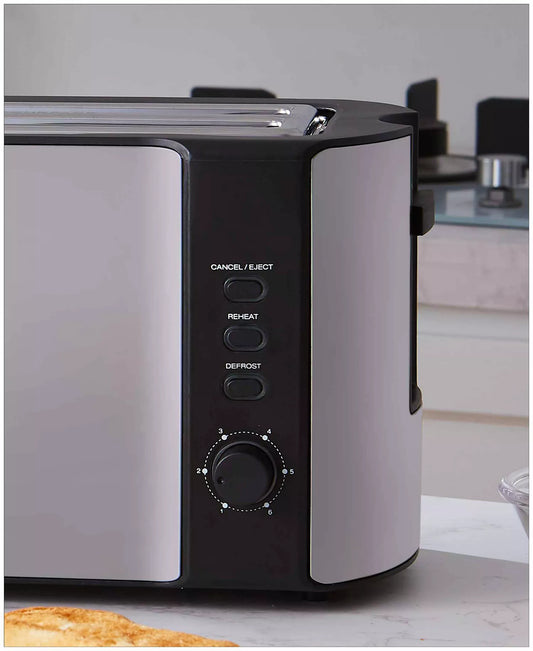 New Elite Cuisine 4-Slice Stainless Steel Long Slot Toaster