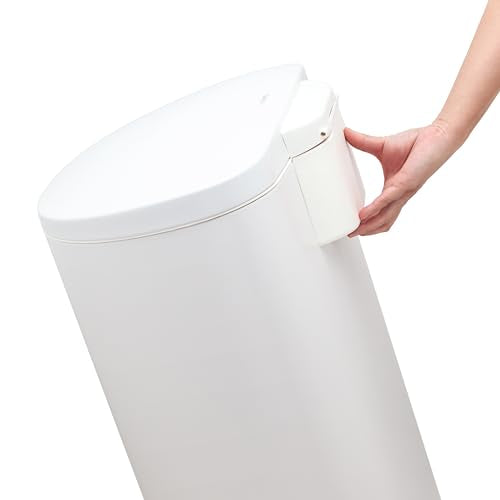 New QUALIAZERO 50L/13Gal Heavy Duty Hands-Free Stainless Steel Commercial/Kitchen Step Trash Can (Matte White)