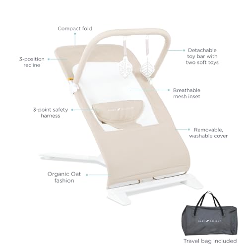 New Baby Delight Alpine Deluxe Portable Bouncer (Organic Oat)