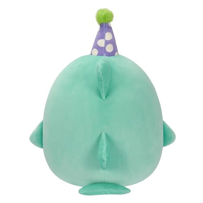 New Squishmallows Original 12-Inch Sharon Teal Shark with Party Hat Confetti Belly