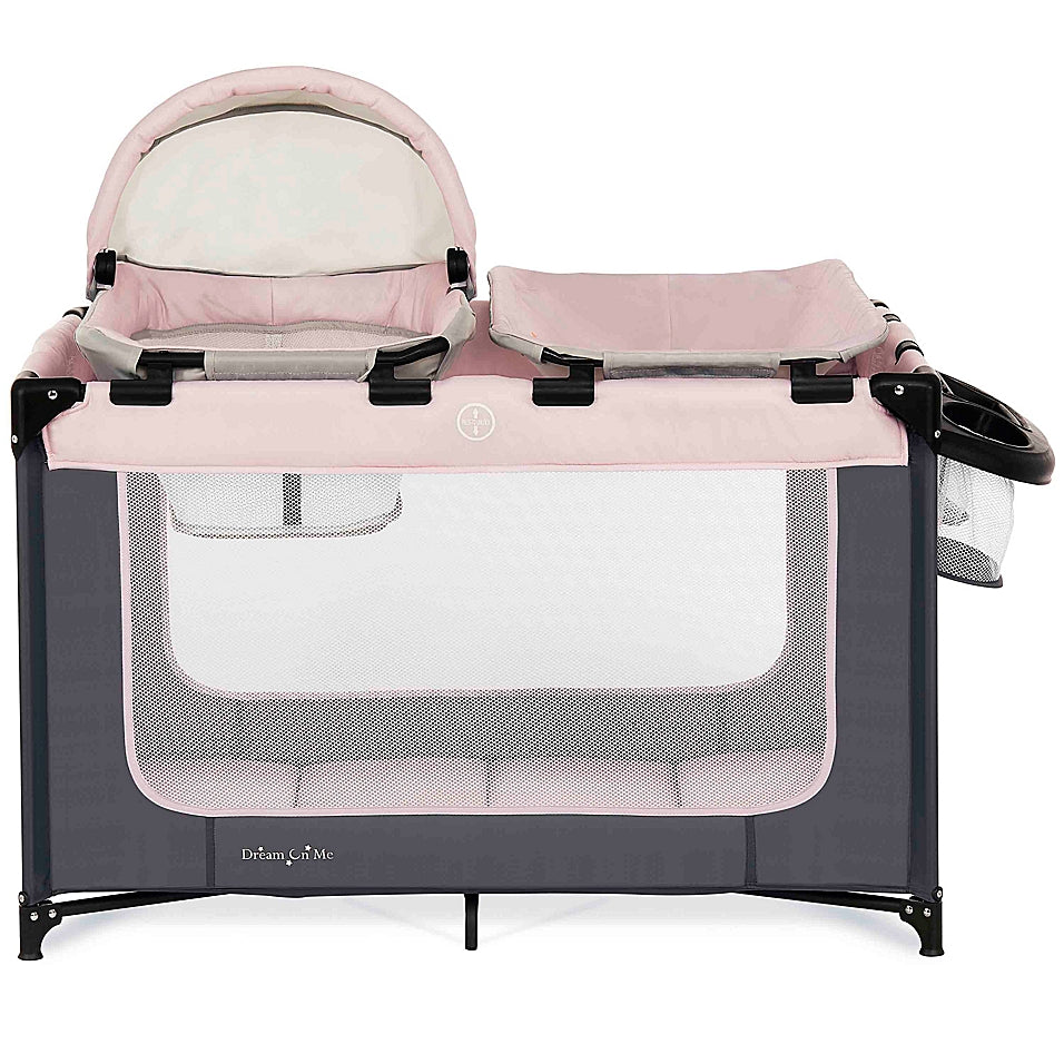 Dream on Me Emily Rose Deluxe Playard with Changing Tray and Infant Bassinet (Pink)