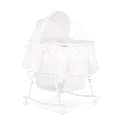 New Dream On Me Lacy Portable 2-in-1 Bassinet & Cradle (White)