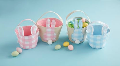 New Mud Pie Check Bunny Basket, Boy, 7 1/2" x 8 1/2"