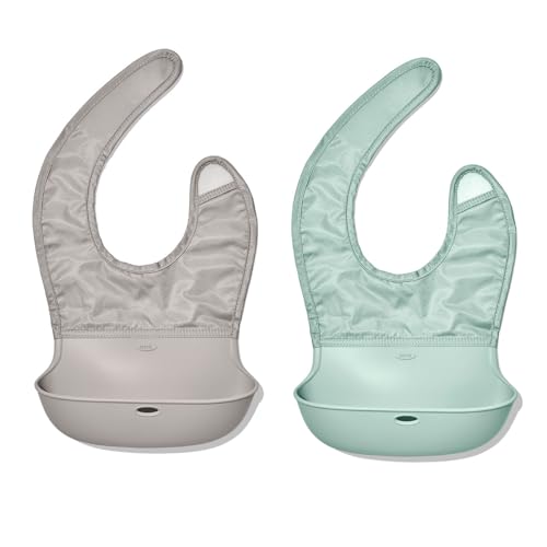 New OXO Tot Roll-Up Bib - 2 Pack - Drizzle and Opal