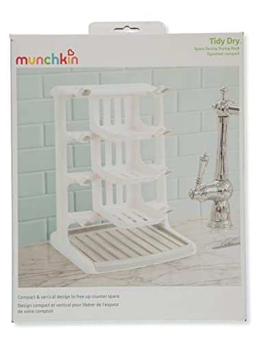 Munchkin® Tidy Dry™ Space Saving Vertical Bottle Drying Rack for Baby Bottles,(White)