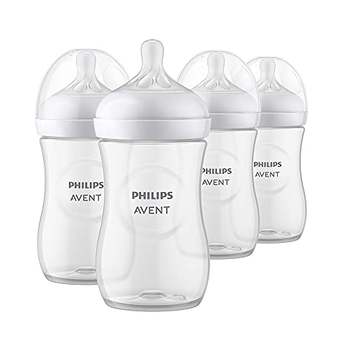 New Philips AVENT Natural Baby Bottle with Natural Response Nipple, 9oz, (Clear)