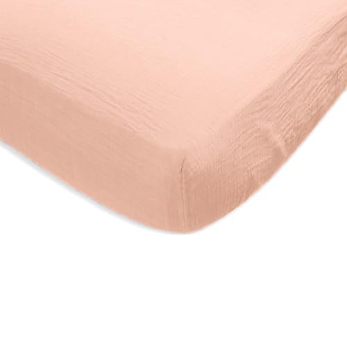 New SwaddleDesigns Softest Cotton Muslin Fitted Crib Sheet, 28" x 52" (Peach Blush)