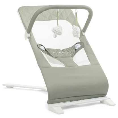 New Baby Delight Alpine Deluxe Portable Baby Bouncer | Infant | 0-6 Months | 100% GOTS Certified Organic Cotton Fabric | Organic Sage