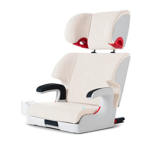 New Clek Oobr High Back Booster Seat with Adjustable Headrest, Snow