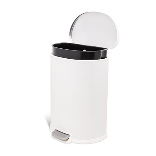 New QUALIAZERO 50L/13Gal Heavy Duty Hands-Free Stainless Steel Commercial/Kitchen Step Trash Can (Matte White)