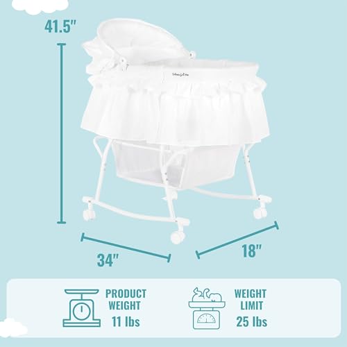 New Dream On Me Lacy Portable 2-in-1 Bassinet & Cradle (White)