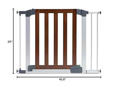 New Munchkin® Auto Close Modern™ Pressure Mounted Baby Gate (Dark Wood and Silver Metal)