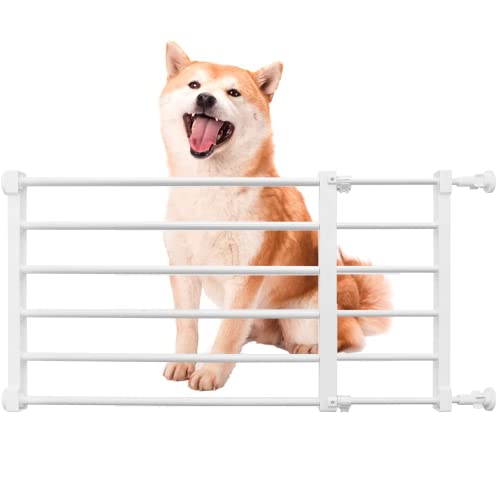 New Short Dog Gate Expandable Dog Gate 22"-39.37" to Step Over (M(14.17''H), White)