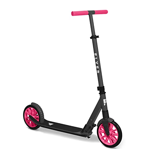 New Flyer Kickstart Max, Kick Scooter, Adjustable Handlebars & Foldable (Pink)