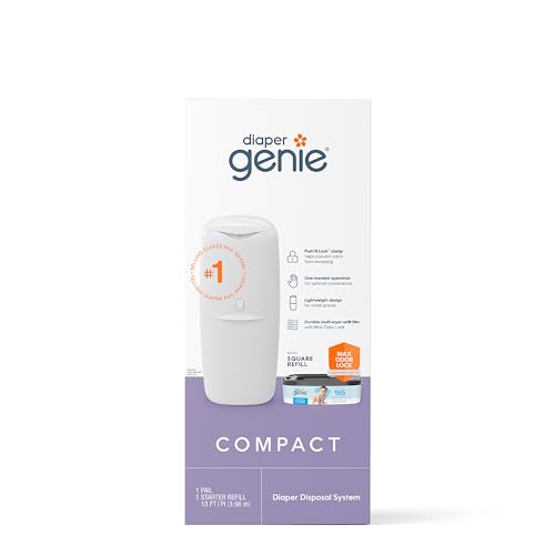 New Diaper Genie Compact Pail, Hold up to 165 Newborn-Sized Diapers