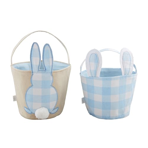 New Mud Pie Check Bunny Basket, Boy, 7 1/2" x 8 1/2"