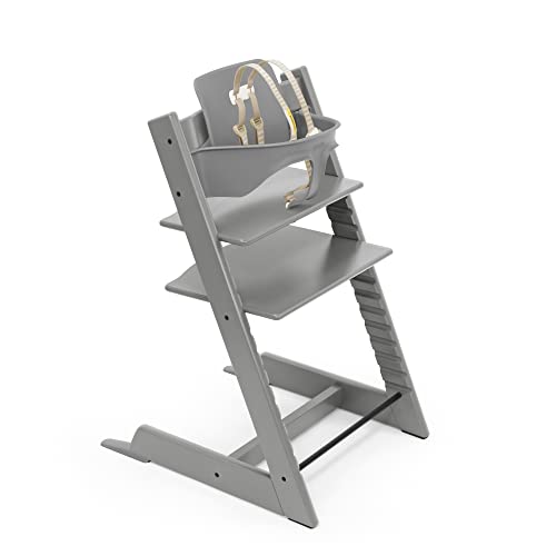 New Tripp Trapp High Chair from Stokke includes Baby Set with Removable Harness (Storm Grey)