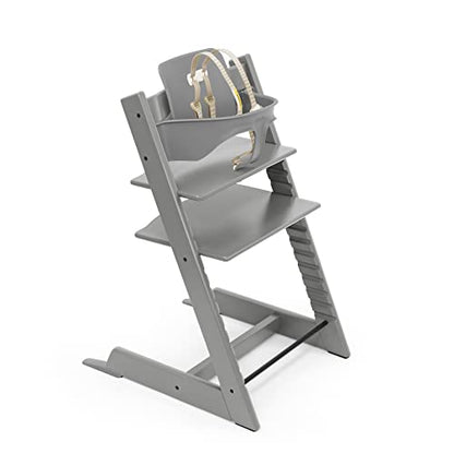 Tripp Trapp High Chair from Stokke includes Baby Set with Removable Harness (Storm Grey)