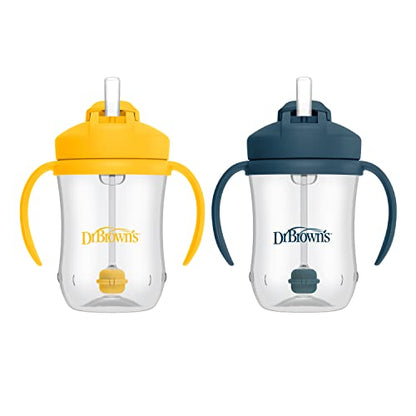 New Dr. Brown’s Milestones Baby’s First Straw Cup (Dark Blue & Vintage Yellow | 2 Pack, 6m+)