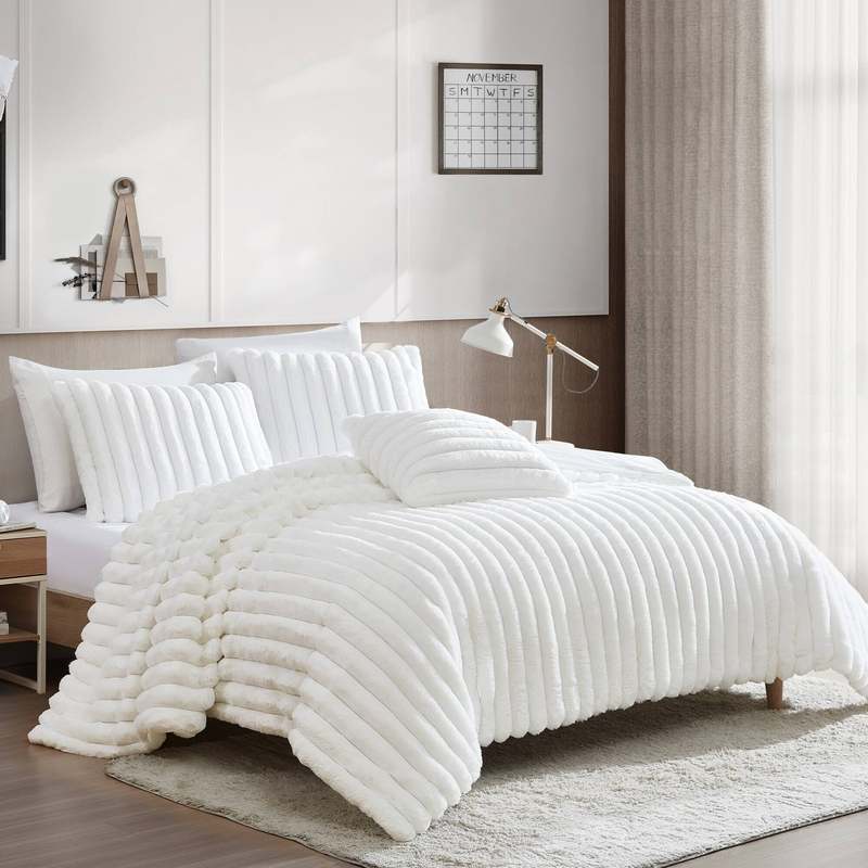 3pc Twin/Twin Extra Long Everett Comforter Bedding Set (White) - Kidsy
