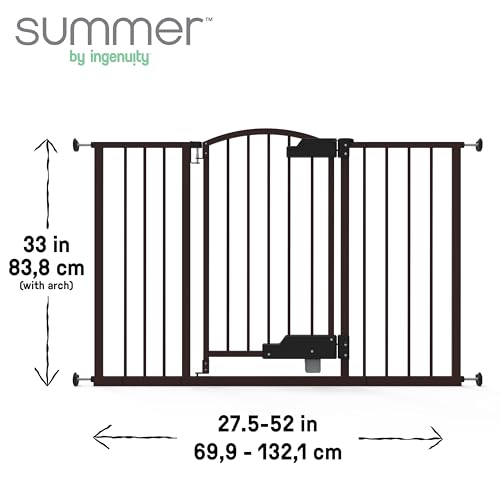 New Summer by Ingenuity Hands-Free Foot Open Thruway 52W Series Pet & Baby Gate, 29"-52" Wide, 28" Tall, Espresso