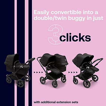 New Bugaboo Donkey 5 Mono Complete Bassinet & Stroller (Midnight Black)