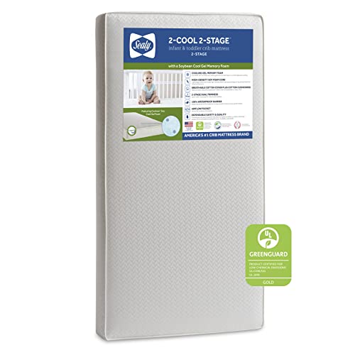 New Sealy 2-Cool 2-Stage Memory Foam Baby Crib Mattress & Toddler Bed Mattress, 52"x28"