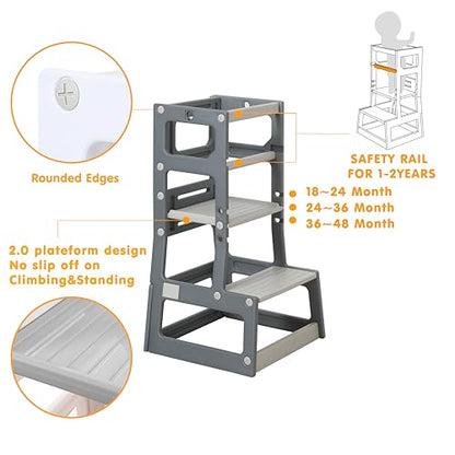 SDADI Adjustable Height Plastic Kitchen Step Stool