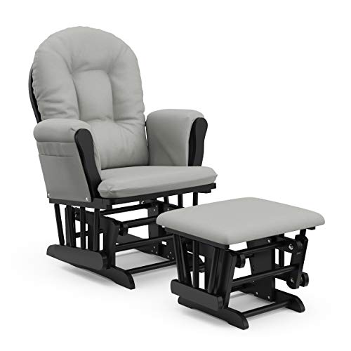 New Storkcraft Premium Hoop Glider and Ottoman (Black with Light Gray)