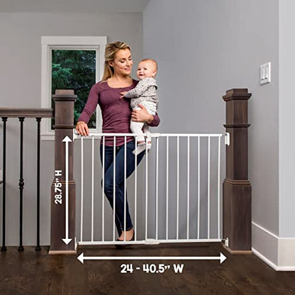 Regalo 2-in-1 Extra Wide Stairway and Hallway Walk Through Baby Safety Gate (White)