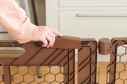 New Regalo Super Wide Adjustable Baby Gate & Play Yard, 192 Inch (Brown)