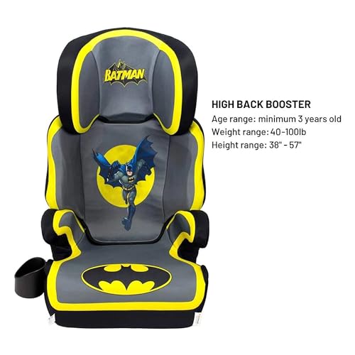 New KidsEmbrace High Back Booster Car Seat - DC Comics Batman (Black/Grey/Yellow)