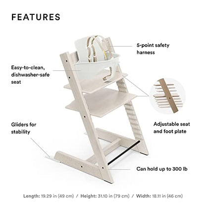 Tripp Trapp High Chair from Stokke includes Baby Set with Removable Harness (Whitewash)