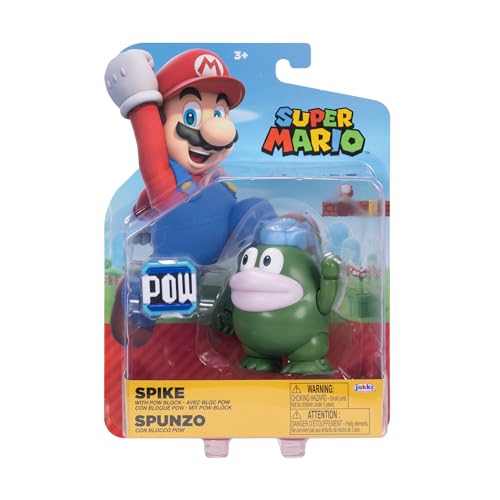 New Nintendo Super Mario 4-Inch Spike Poseable Figure with Pow Block Accessory