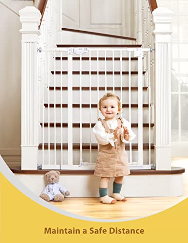 InnoTruth Baby Gate for Stairs and Doorways 29"- 39.6", Extra 36" Tall Dog Gate (White)