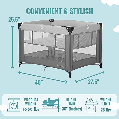 New Dream On Me Zazzy Portable Playard with Bassinet (Grey)