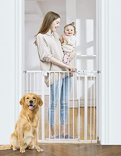 InnoTruth Baby Gate for Stairs and Doorways 29"- 39.6", Extra 36" Tall Dog Gate (White)