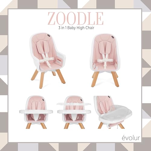 Evolur Zoodle 2 in 1 Convertible Baby High Chair (Pink)