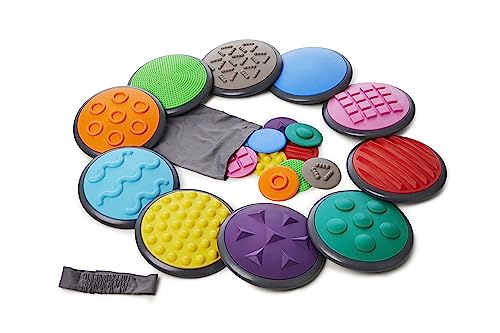 New GONGE Tactile Sensory Discs - Set of 20 Textured Stepping Discs (Vibrant)