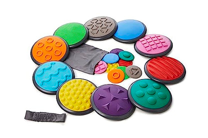 New GONGE Tactile Sensory Discs - Set of 20 Textured Stepping Discs (Vibrant)